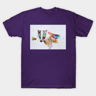 Colourful Badger Looking at a Bumble bee T-Shirt